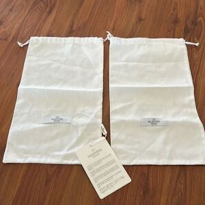 2 Authentic Valentino, linen muslin dust bag shoe bags white cream